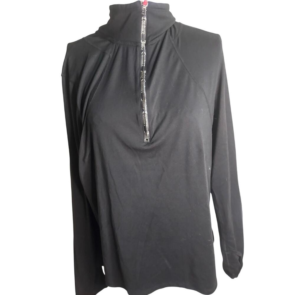 Juicy Couture Black Athletic 1/4 Zip Jacket- Womens Size XXL- Y2K